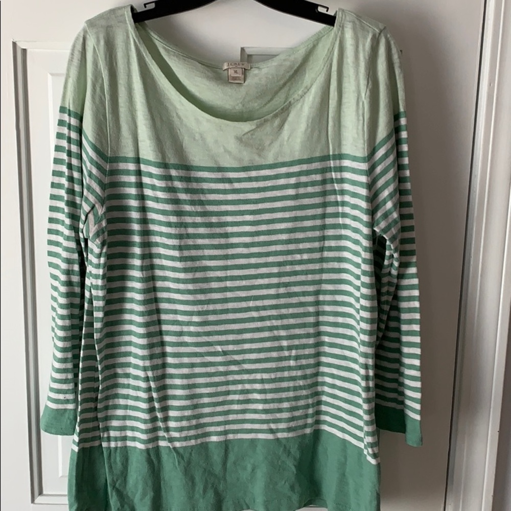 J. Crew Green Stripe Shirt Size XL